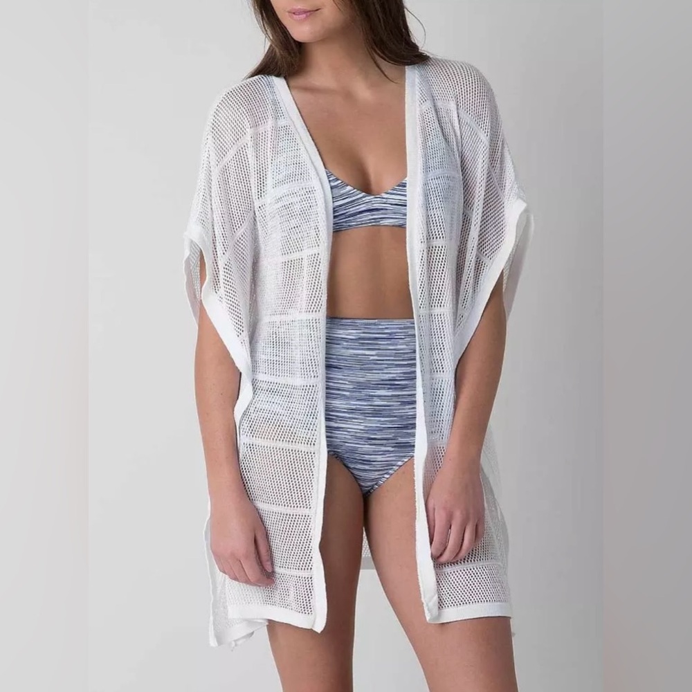 BKE Resort White Open Weave Swim Coverup, Size Large
